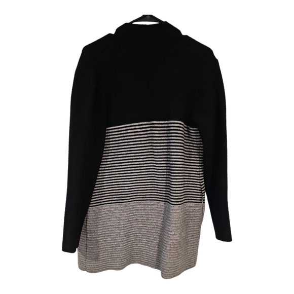 ELLE Black & Gray Open Front Long Color block Cardigan Sweater sz S - Picture 4 of 12